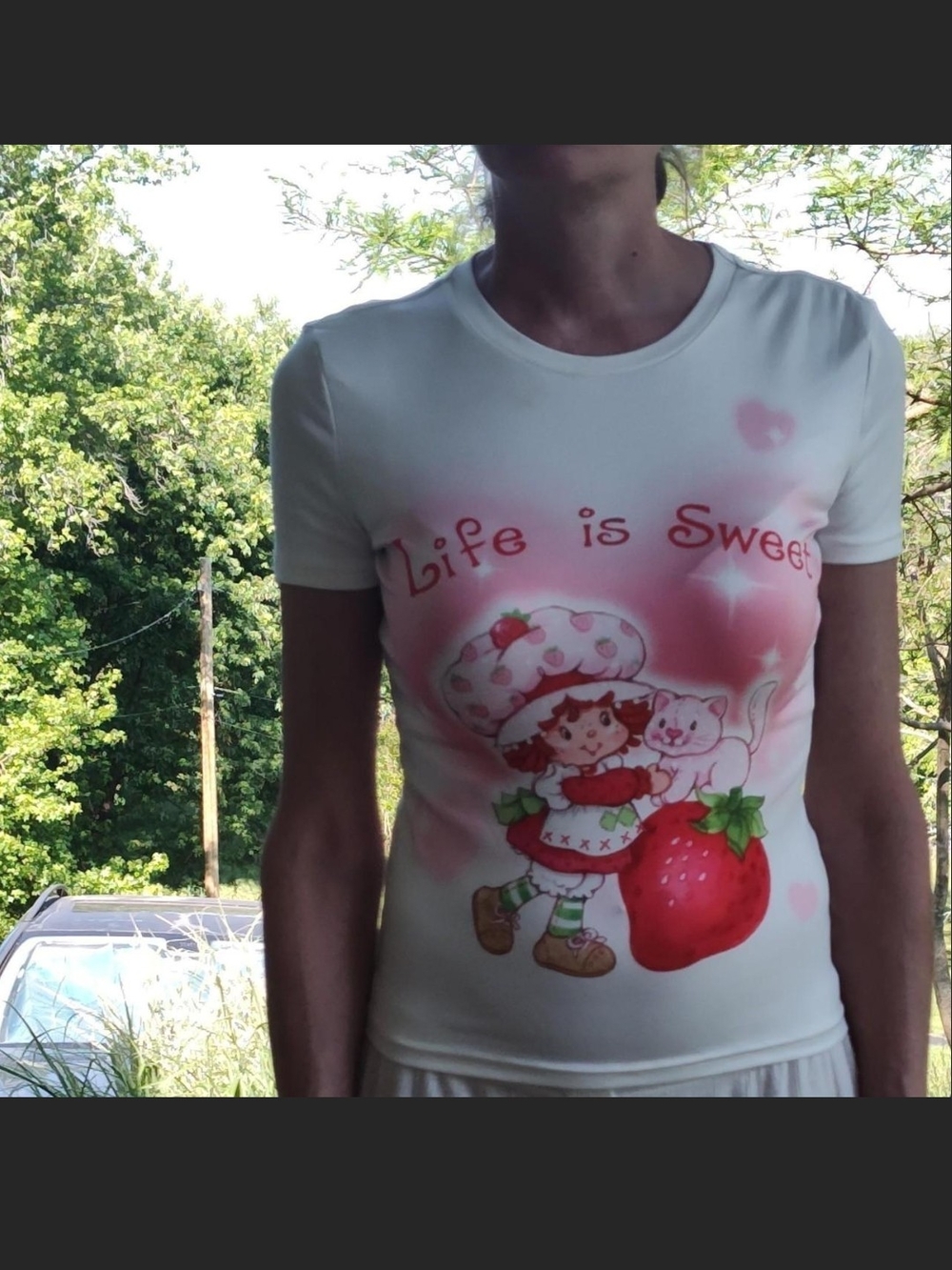 Life Is Sweet Pink Graphic Strawberry Shortcake Tee